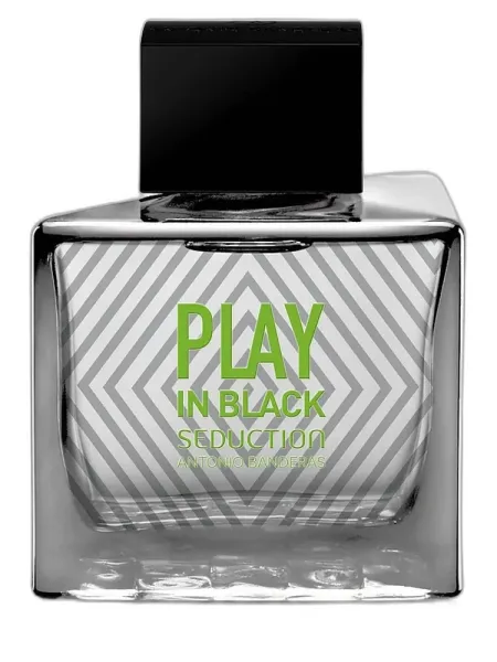 Frasco del perfume Antonio Banderas Play In Black Seduction for Men Eau de Cologne