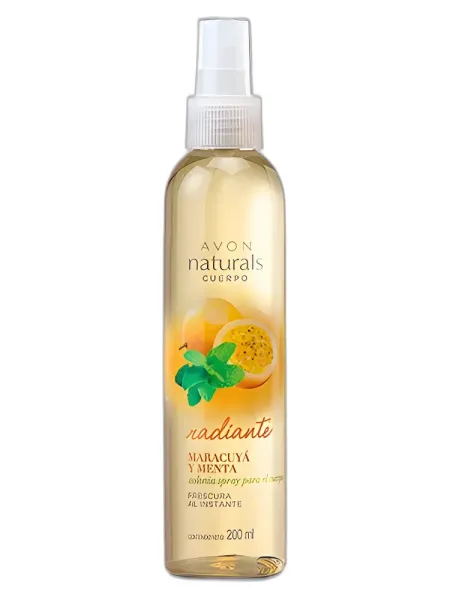 Frasco del perfume Avon Radiante Maracuya y Menta