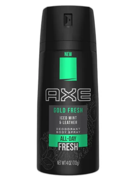 Frasco del perfume AXE Gold Fresh Iced Mint and Leather