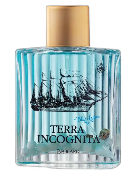 Frasco del perfume Brocard Terra Incognita Blue Lagoon