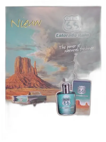 Frasco del perfume Coty Route 66 Colorado Rain