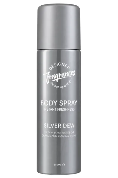 Frasco del perfume Designer Fragrances Silver Dew Body Spray