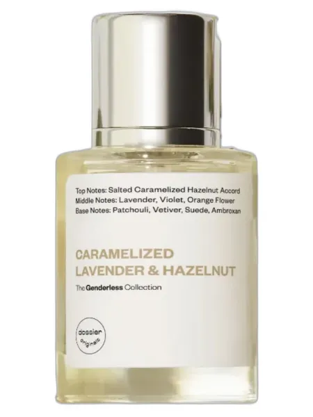 Frasco del perfume Dossier Caramelized Lavender & Hazelnut unisex Eau de Parfum