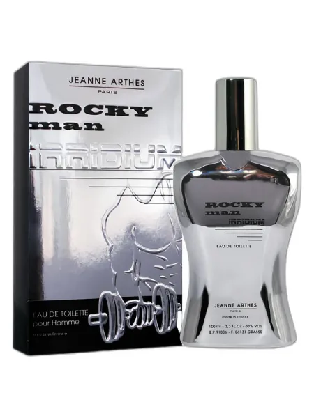 Jeanne Arthes Rocky Man Irridium Eau de Cologne perfume bottle