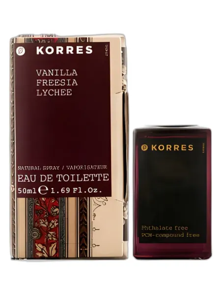 Frasco del perfume Korres Vanilla Freesia Lychee Eau de Toilette