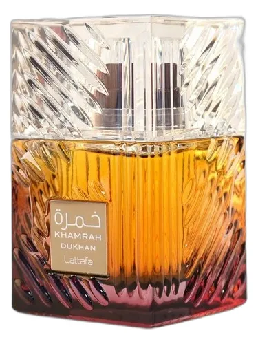 Frasco del perfume Lattafa Khamrah Dukhan Eau de Parfum