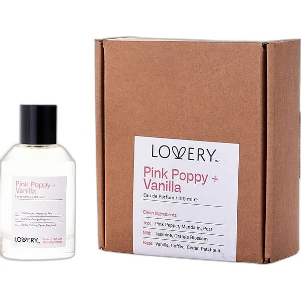 Frasco del perfume Lovery Pink Poppy + Vanilla Eau de Parfum