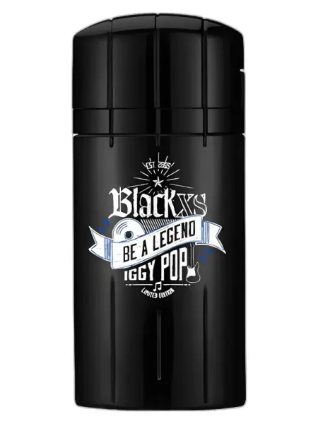 Rabanne Black XS Be a Legend Iggy Pop Paco Eau de Cologne perfume bottle