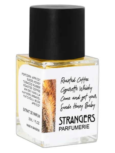 Frasco del perfume Strangers Parfumerie Roasted Coffee Cigarette Whisky Come And Get Your Suede Honey Baby unisex Eau de Parfum