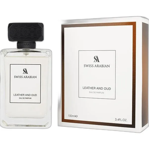 Frasco del perfume Swiss Arabian Leather And Oud Eau de Parfum