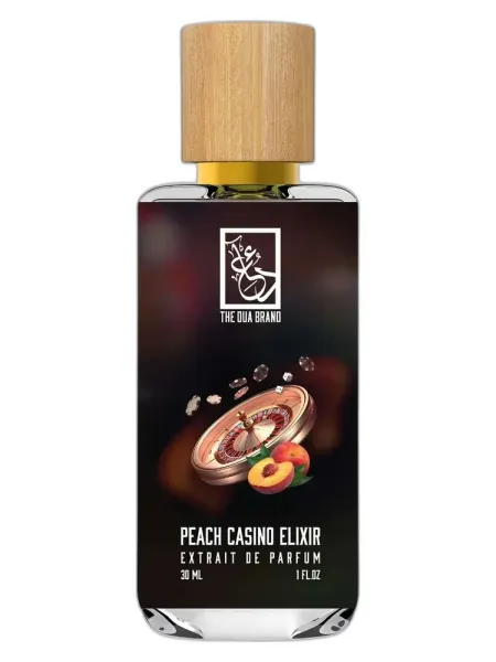 Frasco del perfume The Dua Brand Peach Casino Elixir unisex